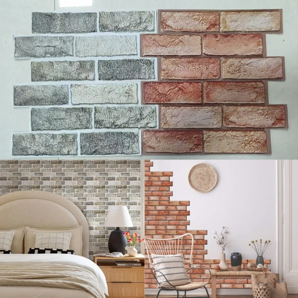 Self-Adhesive 3D Brick Wallpaper – Pack of 10